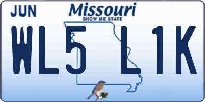 MO license plate WL5L1K