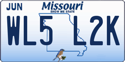 MO license plate WL5L2K
