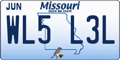 MO license plate WL5L3L
