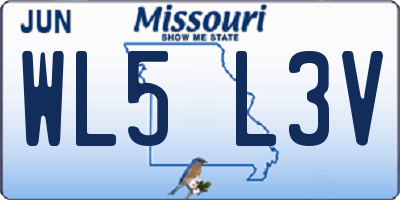 MO license plate WL5L3V