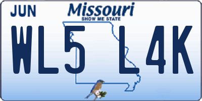 MO license plate WL5L4K
