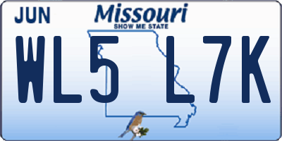 MO license plate WL5L7K