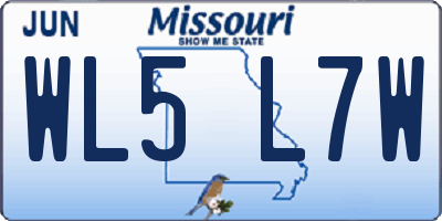 MO license plate WL5L7W