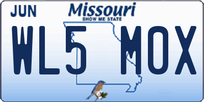 MO license plate WL5M0X