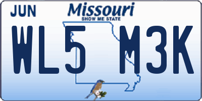 MO license plate WL5M3K