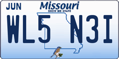 MO license plate WL5N3I
