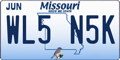 MO license plate WL5N5K