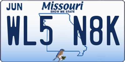MO license plate WL5N8K