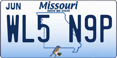 MO license plate WL5N9P