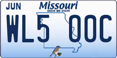 MO license plate WL5O0C