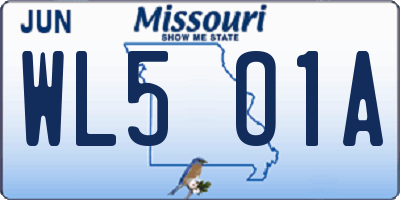 MO license plate WL5O1A