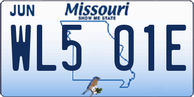 MO license plate WL5O1E