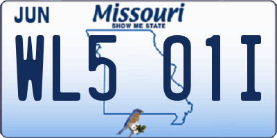 MO license plate WL5O1I