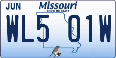 MO license plate WL5O1W