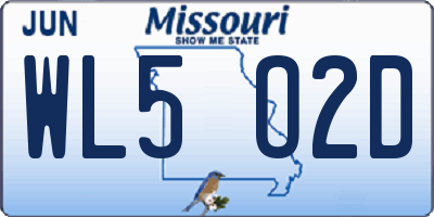 MO license plate WL5O2D