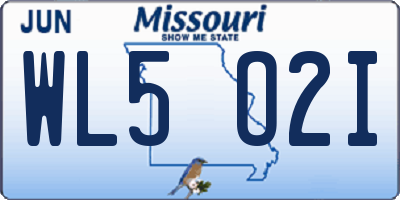 MO license plate WL5O2I