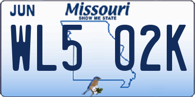 MO license plate WL5O2K