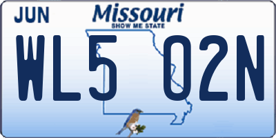 MO license plate WL5O2N