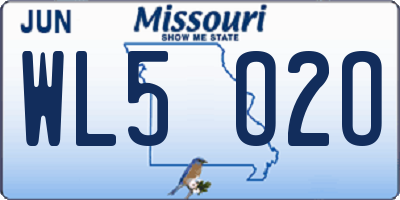 MO license plate WL5O2O