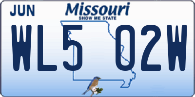 MO license plate WL5O2W