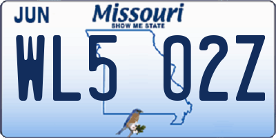 MO license plate WL5O2Z