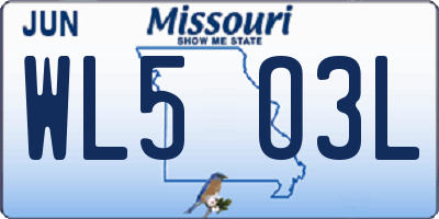 MO license plate WL5O3L