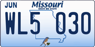 MO license plate WL5O3O