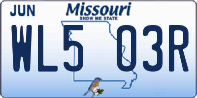 MO license plate WL5O3R
