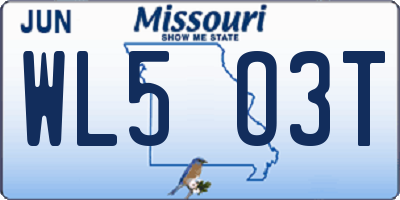 MO license plate WL5O3T