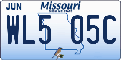 MO license plate WL5O5C