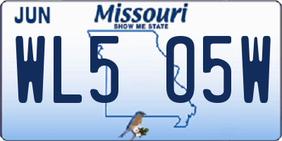 MO license plate WL5O5W