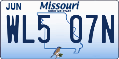 MO license plate WL5O7N