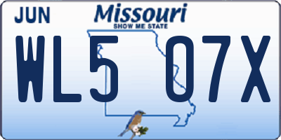 MO license plate WL5O7X