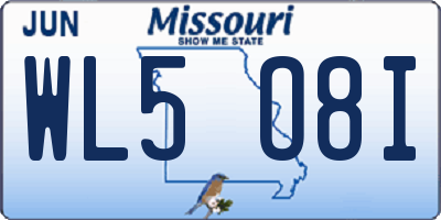 MO license plate WL5O8I
