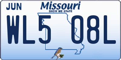 MO license plate WL5O8L