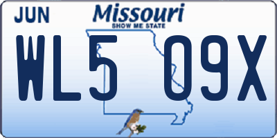 MO license plate WL5O9X