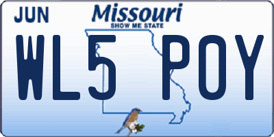 MO license plate WL5P0Y