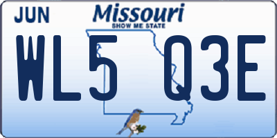 MO license plate WL5Q3E