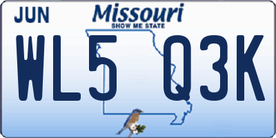 MO license plate WL5Q3K