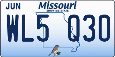 MO license plate WL5Q3O