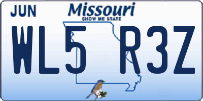 MO license plate WL5R3Z