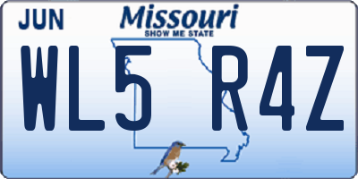 MO license plate WL5R4Z