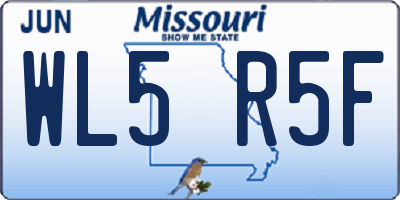 MO license plate WL5R5F