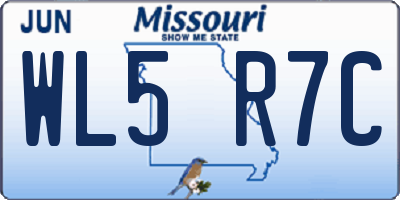 MO license plate WL5R7C