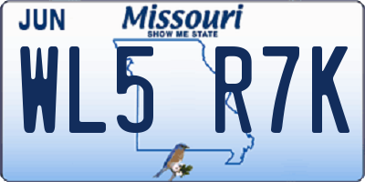 MO license plate WL5R7K