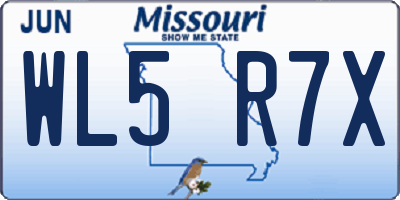 MO license plate WL5R7X