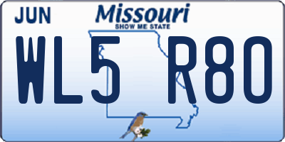 MO license plate WL5R8O