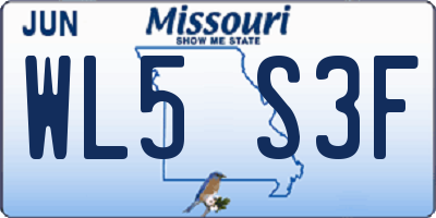 MO license plate WL5S3F