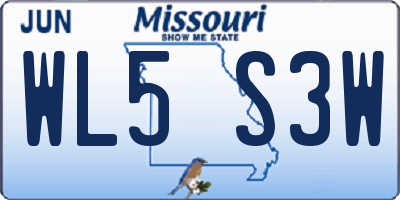 MO license plate WL5S3W