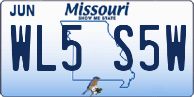 MO license plate WL5S5W